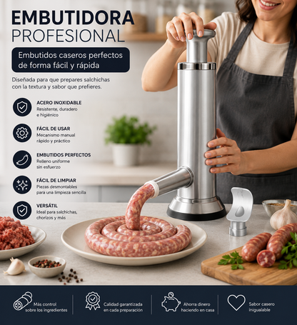 Molino Eléctrico Multifuncional + Máquina Manual para Embutidos y Carne